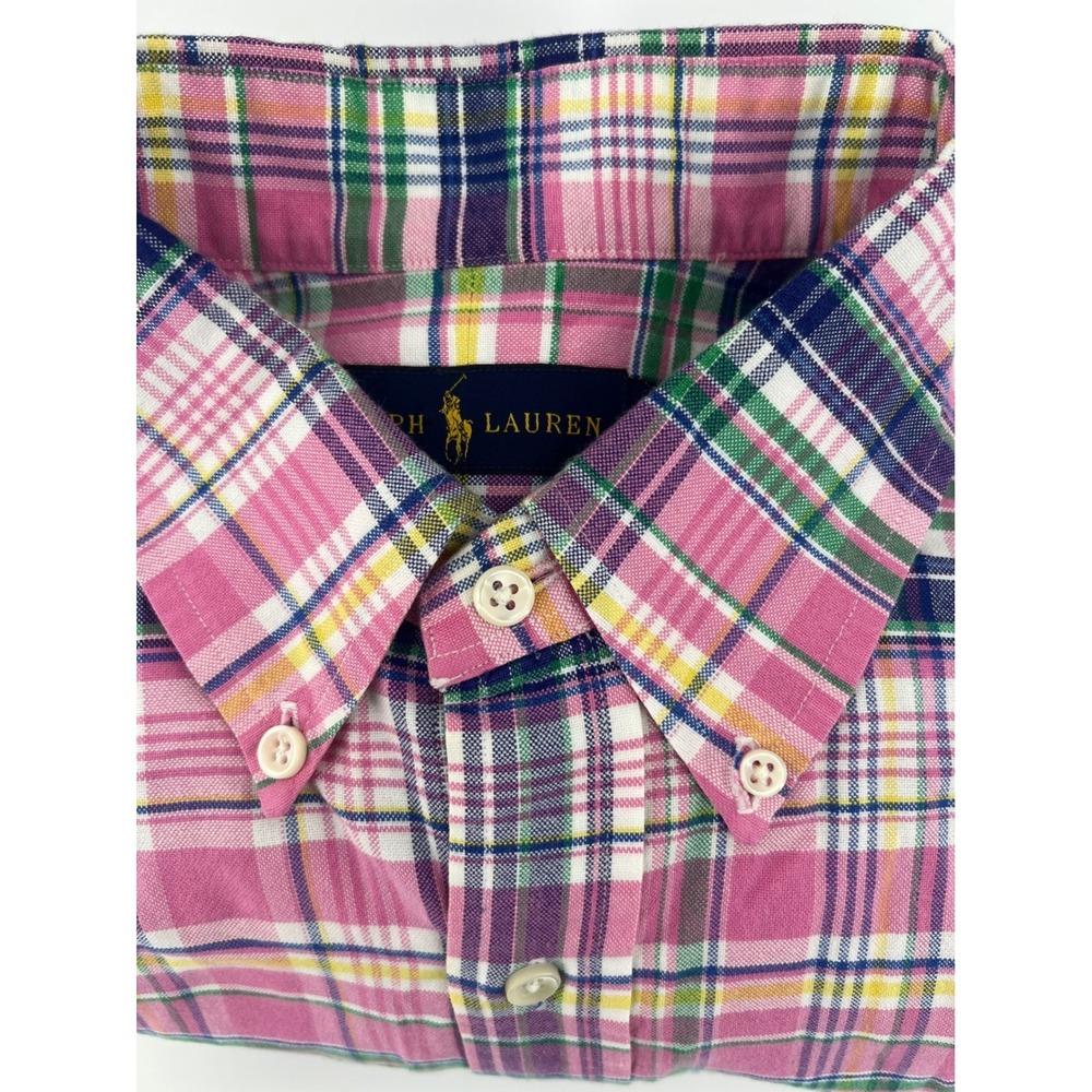 Ralph Lauren Pink Plaid Button Down Long Sleeve Shirt Mens L Large